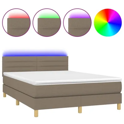 Produktbild von vidaXL Boxspringbett mit Matratze & LED Taupe 140x200 cm Stoff