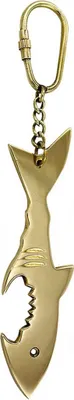 Produktbild von Flaschenöffner Hai aus Messing, 15,5x11cm – Retro Nautische Dekoration