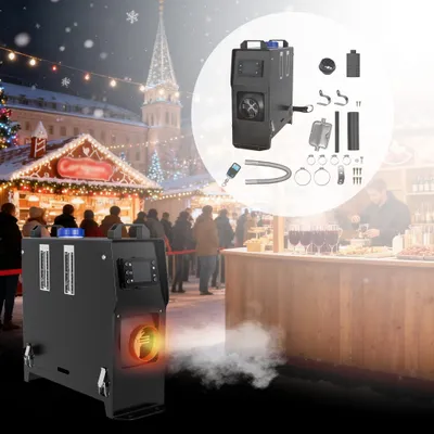 Produktbild von NAIZY 8KW Diesel-Lüfterheizer Standheizung 12V mit Schalldämpfer, Fernbedienung und LCD Monitor – Heizgerät für Camping, Werkstatt, Lager, Innenräume, Boote & Maschinen, Schwarz – Stil B