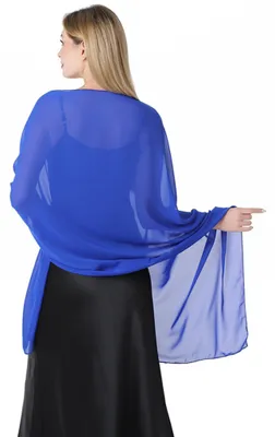Obrázok produktu pre ALMLWIAJ Šifónová stola, dámsky šál, modrá – elegantná letná dlhá šatka, ľahká