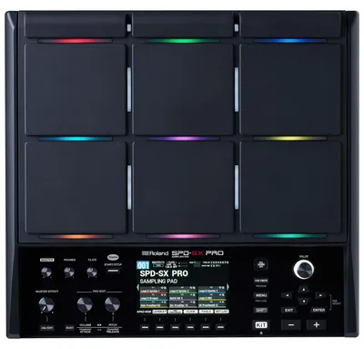 Produktbild von Roland SPD-SX PRO Sampling Pad, 9 Spieloberflächen, 8 Trigger-Eingänge, Farbdisplay, anpassbare Pad-LEDs, integrierte Effekte