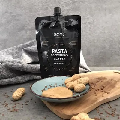 Obrázek produktu pro Arašídové máslo pro psy s lněným a dýňovým semínkem