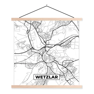 Produktbild von MuchoWow® Textilposter Karte - Wetzlar - Stadtplan - Karte 60x60 cm mit holzfarbenen Rahmen - Wanddekoration