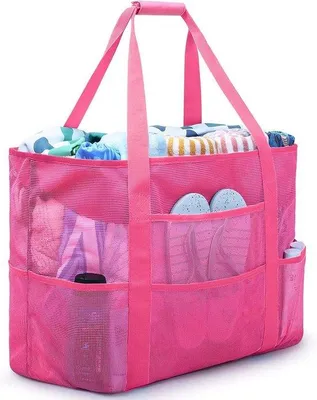 Produktbild von Große Strandtasche aus Stoff, aufklappbar, mit Taschen und Reißverschluss