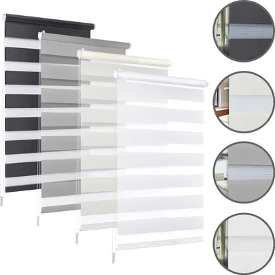 Produktbild von Doppelrollo DuoRollo Klemmfix ohne Bohren Seitenzug Fenster Rollo cremeweiß 75cm (71cm Stoffbreite) 150 cm