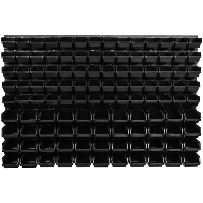 Produktbild von Lagersystem Wandregal 1152 x 780 mm | 114 stck. Box | Stapelboxen Schüttenregal Sichtlagerkästen | Extra Starke Wandplatten | Regal Erweiterbar | Werkstattregal Lagerregal Werkstattwandregal Steckregal