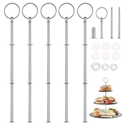3-stöckiger Kuchenständer, 5 Sets, Metall, silber