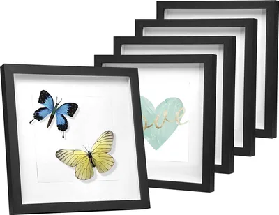 Produktbild von EUGAD 5er-Set Bilderrahme mit Papier-Passepartout, Schwarz, 30x30 cm