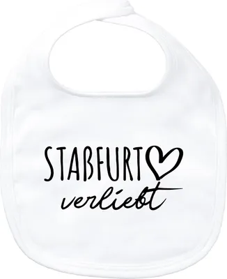 Produktbild von Huuraa Baby Lätzchen Staßfurt verliebt White Klettverschluss  Baumwolle Latz Geschenkidee