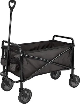Image de Chariot de jardin pliable, réglable en hauteur, noir, avec housse