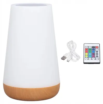 Image de Lampe de chevet LED - Forme ronde - 13 couleurs - 5 niveaux de luminosité - Contrôle tactile et à distance - Rechargeable par USB-C - Minuterie