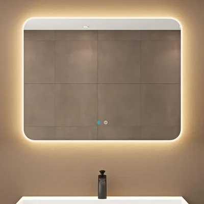 Image de doporro Miroir de Salle de Bains Lumineux 90x70cm Glace avec Éclairage LED LUZ et Interrupteur Tactile Nova02