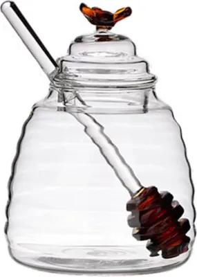 Obrázek produktu pro dóza 400ml, d 9x14cm na med s naběračkou, sklo_EXTPLASTIMEX
