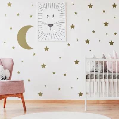 Zdjęcie produktu dla Naklejki ścienne "Decords" – zestaw zawierający 115 gwiazdek i półksiężyca