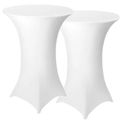 2er-Set Cocktailtischbezüge, Spandex, Ø 80-85 cm, weiß