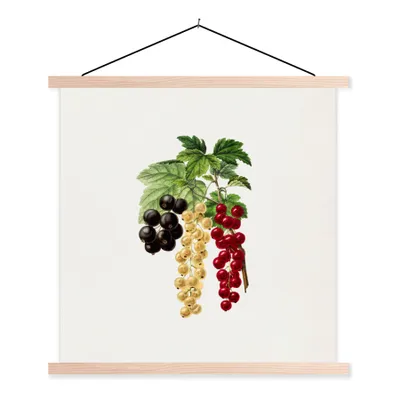 Produktbild von MuchoWow® Textilposter Beeren - Lebensmittel - Pflanze 60x60 cm mit holzfarbenen Rahmen - Wanddekoration