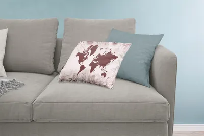 Produktbild von MuchoWow® Zierkissen Sofakissen Wohnzimmer Dekokissen 60x40 cm Weltkarte - Blumen - Lila - Kopfkissen - Polster mit Foto