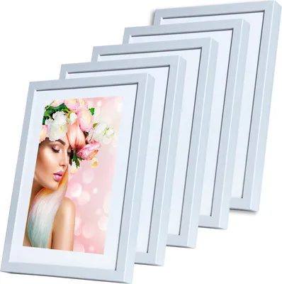 Produktbild von KS15 Bilderrahmen Lifestyle Foto Rahmen Collage Holzoptik 2er 3er 5er Pack - Farbe: 5er Pack Weiß | Format: 10x15