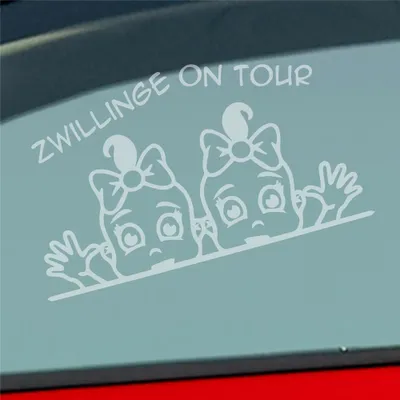 Produktbild von Auto Aufkleber Zwillinge on Tour Board Baby Mädchen 19x11 cm Milchglas Sticker Heckscheibenaufkleber