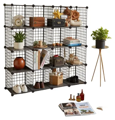 Obrázok produktu pre Modulárny regálový systém do skladu s 16 priehradkami – kovový – 123 x 31 x 123 cm