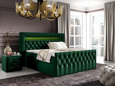 Produktbild von Boxspringbett Schlafzimmerbett SEVRA Nr.1 120x200cm in Elisa Velvet Dunkelgrün