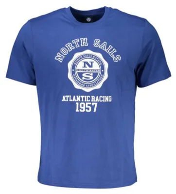 Produktbild von Herren Kurzarm Rundhals T-Shirt Blau mit Print und Logo Design