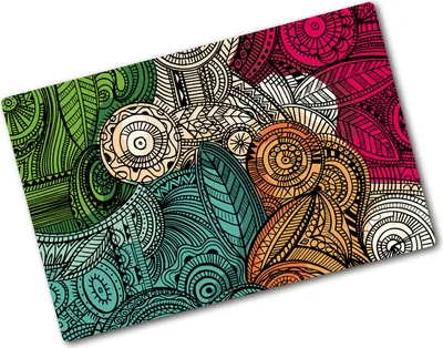 Produktbild von Tulup Glas Herdabdeckplatte - 80x52 cm - Glaskeramikkochfeld-Abdeckung Spritzschutz Glasabdeckplatte - Einteilig - Kunst: Modern & Klassisch - Abstrakte Federn - Mehrfarbig