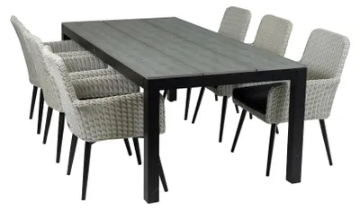 Produktbild von 7-teiliges Gartenset | 6 Pisa Gartenstühle | Limasol Gartentisch | ø 150 cm