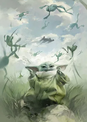 Produktbild von Komar Wandbild- Star Wars The Mandalorian Grogu Frogs - Größe 50 x 70 cm