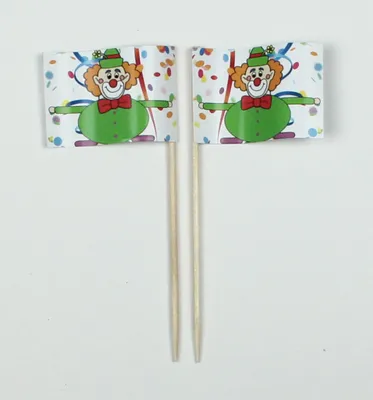 Produktbild von Party-Picker Flagge Clown 2 Karneval Fastnacht Fasching Papierfähnchen in Spitzenqualität 25 Stück