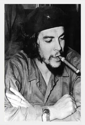 Immagine prodotto di Che Guevara - Poster - Sigaro + cornice rimovibile, Shinsuke® Maxi MDF bianco, disco acrilico