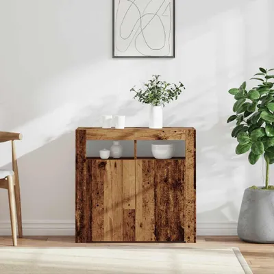 Produktbild von vidaXL Sideboard mit LED-Leuchten Altholz-Optik 80x35x75 cm