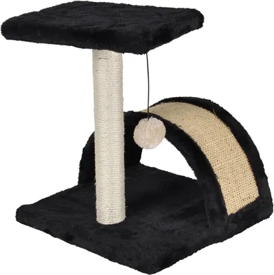 Produktbild von Kratzbaum für Katzen mit einer Plattform und einem Pompon, 38 cm, schwarz