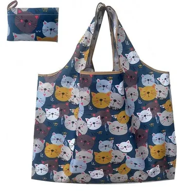 Image de Sacs de courses réutilisables - Grand sac pliable pour les courses quotidiennes et les voyages - Lavable - Multicolore