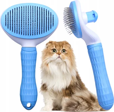 Image de Brosse pour chien, brosse pour chat, brosse pour animaux de compagnie, brosse pour animaux de compagnie à poils longs et courts, poils propres de la brosse avec un bouton
