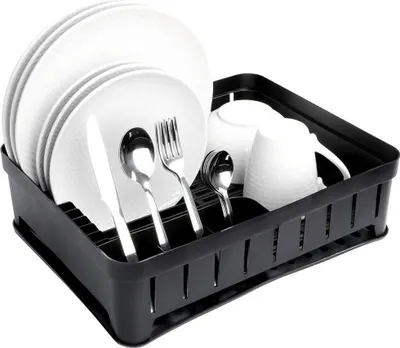 Immagine prodotto di Scolapiatti per stoviglie, posate, piatti, tazze, cucina a vista nera