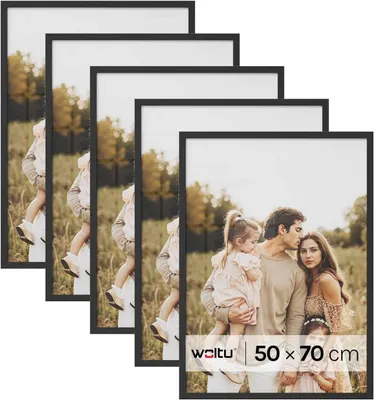 Produktbild von 5-teiliges Fotorahmen-Set mit Papierpassepartout | Schwarz | 50x70 cm