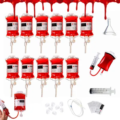 11 wiederverwendbare Blutbeutel, 350 ml, Halloween-Deko