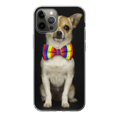 Produktbild von MuchoWow® Handyhülle Schutzhülle Hülle für iPhone 13 Pro Hund - Fliege - Schwarz Silikon Softcase Handy Hülle