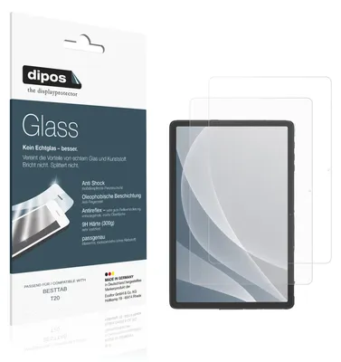 Produktbild von 2x Schutzfolie für BESTTAB T20 matt - Anti-Shock 9H Folie dipos Glass Kunststoffglas