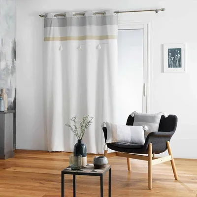 Immagine prodotto di Tenda per finestra con frangia TASSEL 140 x 260 cm, bianca liscia