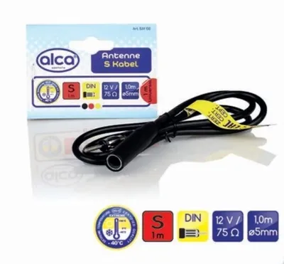 Zdjęcie produktu dla alca® Radio samochodowe DIN Przedłużacz antenowy 1 m Przedłużacz samochodowy koncentryczny z adapterem wtyczki FM/AM LM UKW Kabel antenowy uniwersalny