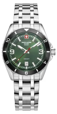 Produktbild von Swiss Alpine Military Herrenuhr Sierra silber-grün 7034.1138