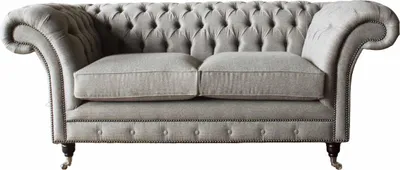Zdjęcie produktu dla Szara Sofa Chesterfield 2-osobowa Kanapa Drewniana Meble Trzyosobowe Kanapy Nowe