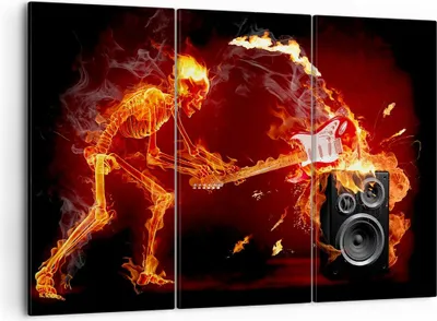 Produktbild von Bild auf Leinwand - Leinwandbild - Feuer Instrument Skelett - 105x70cm - Wand Bild - Wanddeko - Leinwanddruck - Bilder - Kunstdruck - Wanddekoration - Leinwand bilder - Wandkunst - CE105x70-0210