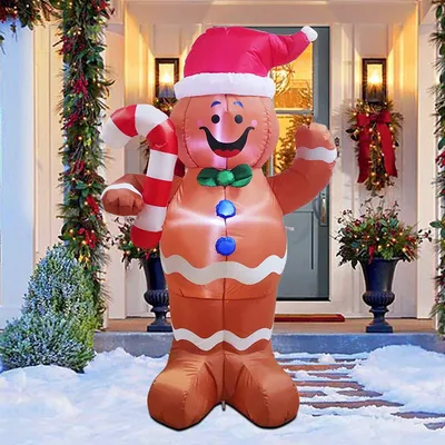 Aufblasbarer Lebkuchenmann 1,5 m LED, selbstaufblasend, Weihnachtsdeko