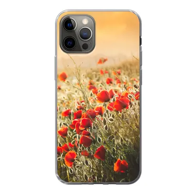 Produktbild von MuchoWow® Handyhülle Schutzhülle Hülle für iPhone 13 Pro Sonnenstrahlen über einem Mohnblumenstrauß Silikon Softcase Handy Hülle - Handy-Tasche