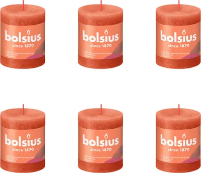 Zdjęcie produktu dla Bolsius - Rustykalna świeca filarowa - 80/68 - 1 sztuka w opakowaniu - Ziemisty pomarańcz - Opakowanie wartościowe - 6 sztuk