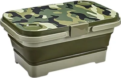 Image de panier pique-nique 3 en 1 - Panier pliable avec couvercle et fonction table, en vert