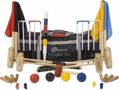 Produktbild von Junior Executive Croquet-Set – Englisches Gartenspiel – Komplett und luxuriös mit stabiler Tasche